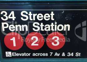 Penn Station subway sign , New York