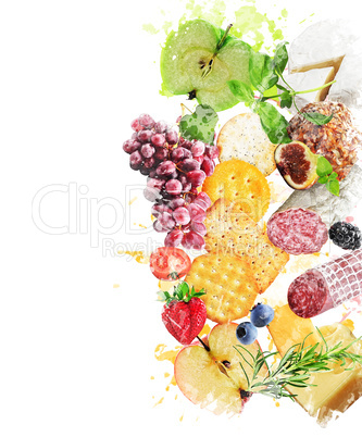 Watercolor Image Of  Healthy Snacks