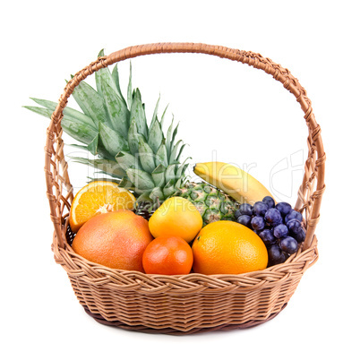 fruits  in a wicker basket