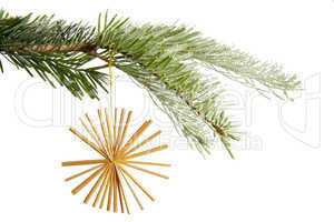 Straw star on a christmas tree