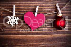 Heart Tag on a Line as Christmas or Winter Background