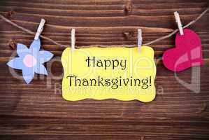 Happy Thanksgiving Label with Flower Symbol