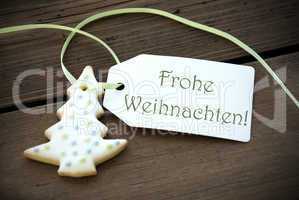 Christmas Label with Frohe Weihnachten