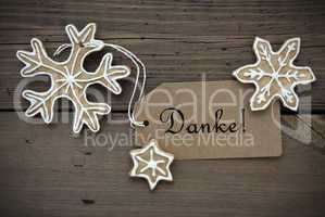 Danke Banner with Ginger Bread Snowflakes