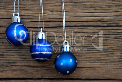 Three Blue Christmas Balls