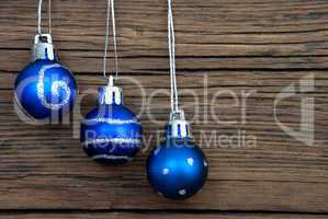 Three Blue Christmas Balls