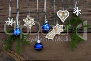 Winter Decorations on Wooden Background