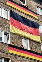 German flags outside city buildings, Berlin