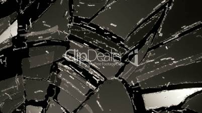 Glass broken or shattered slow motion. Alpha