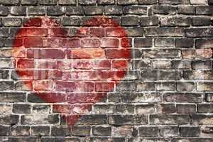 heart on the old wall