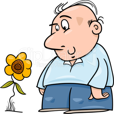 man with sunflower cartoon illustration