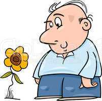 man with sunflower cartoon illustration