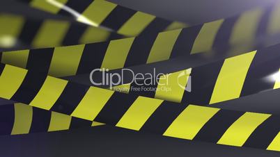 Under construction Caution tape. Shallow Depth of field. Matte channel included.