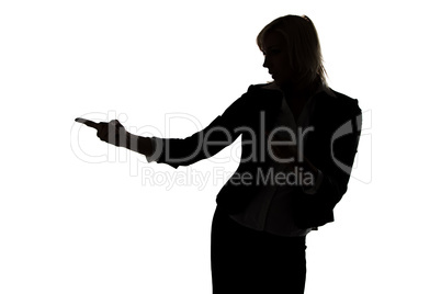 Woman showing something