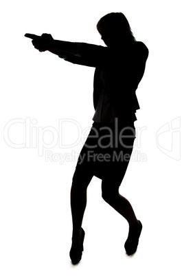 Silhouette of woman with handgun