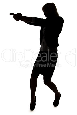 Silhouette of agent woman with handgun