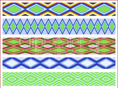 Set of five seamless rhombic patterns