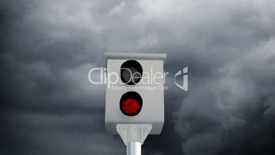 radar speed box in front of grey clouds