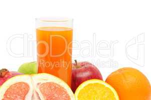 Glass with juice and fruits