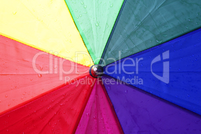 Colorful umbrella with rain drops