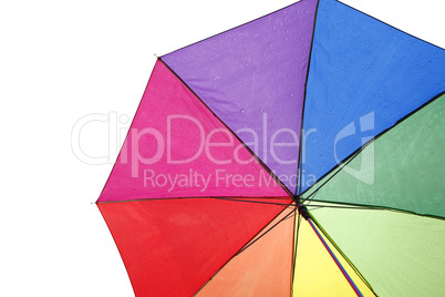 Colorful umbrella with rain drops