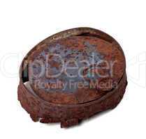 Old rusty tincan isolated on white background