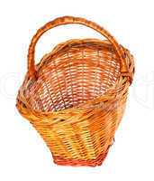Empty wicker basket. Isolated on white background.