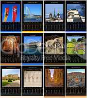 European 2015 year calendar for Geneva, Switzerland