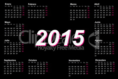 European spanish 2015 year calendar