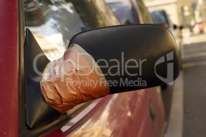Damaged rearview mirror repaired