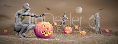 Halloween scene - 3D render