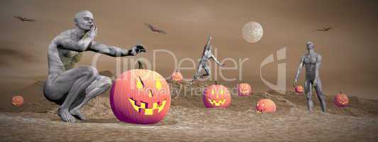 Halloween scene - 3D render