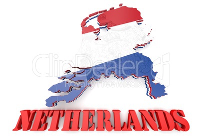 Map illustration of Netherlands with flag