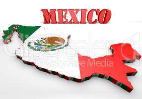 map illustration of Mexico with flag