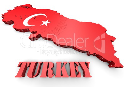 map illustration of Turkey with flag