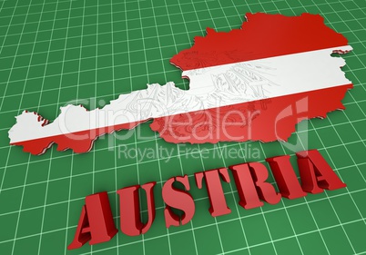 map illustration of Austria with flag