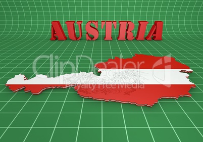 map illustration of Austria with flag