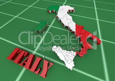 Map of Italy with flag