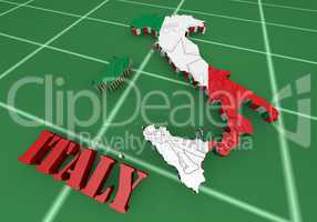 Map of Italy with flag