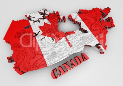 Map of Canada with flag colors