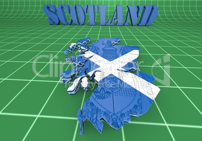 Scotland map flag 3d illustration