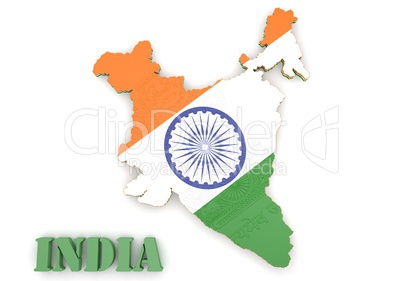 Map illustration of India with flag