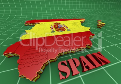 Map of SPAIN with flag