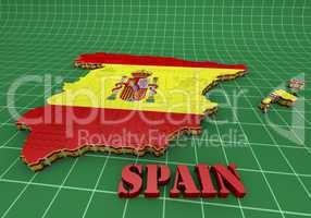 Map of SPAIN with flag