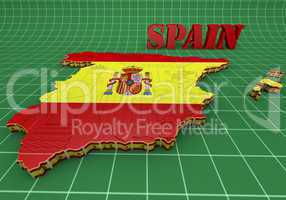 Map of SPAIN with flag