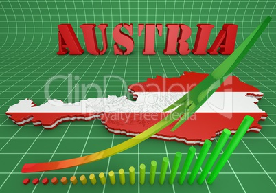 map illustration of Austria with flag