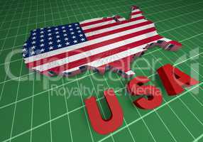 U.S.A. mapped flag in 3D illustration .