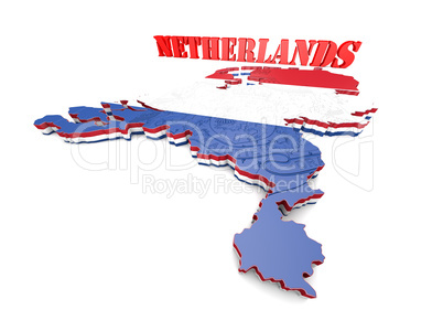 Map illustration of Netherlands with flag