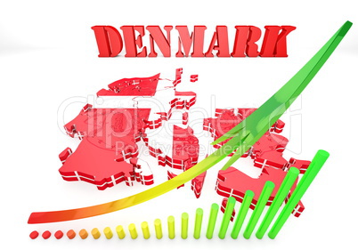 map illustration of Denmark with flag