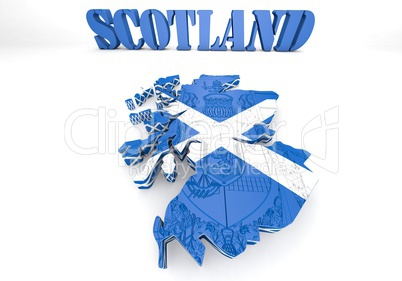 Scotland map flag 3d illustration
